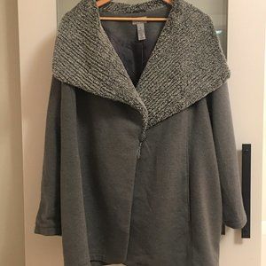 Gray Winter Jacket with Shawl Collar